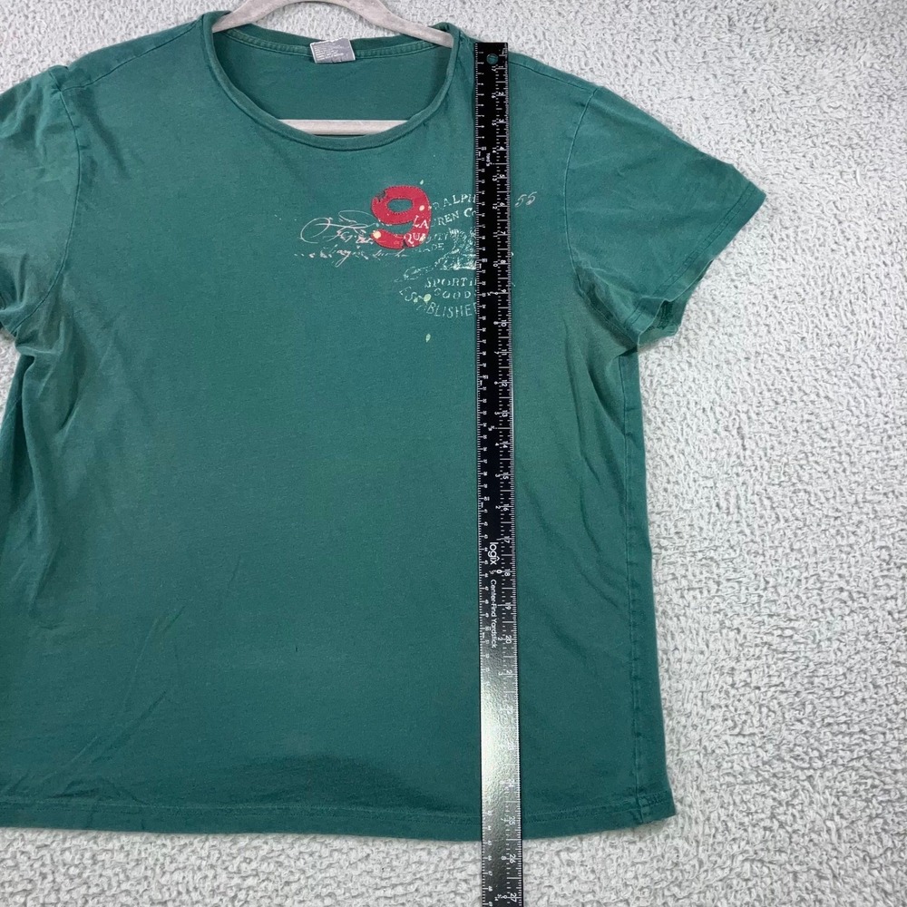 VTG Polo Ralph Lauren T-Shirt Men L Green Graphic Custom Fit Cotton S/S Varsity - Picture 4 of 11